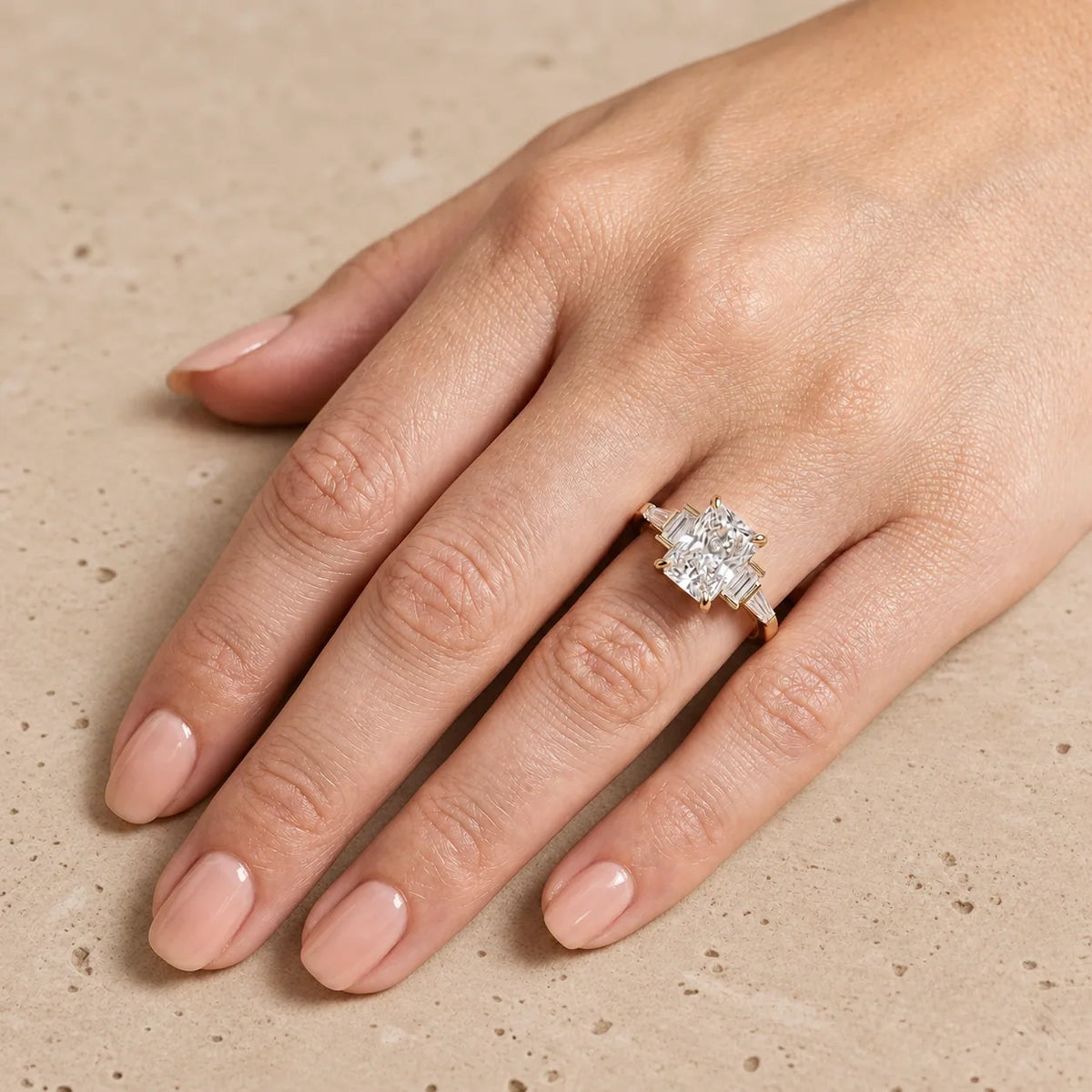 2 CT Radiant Lab-Grown Diamond Five-Stone Engagement Ring