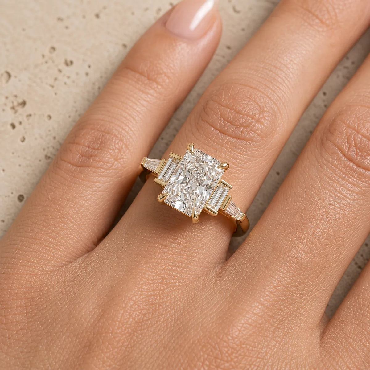 2 CT Radiant Lab-Grown Diamond Five-Stone Engagement Ring