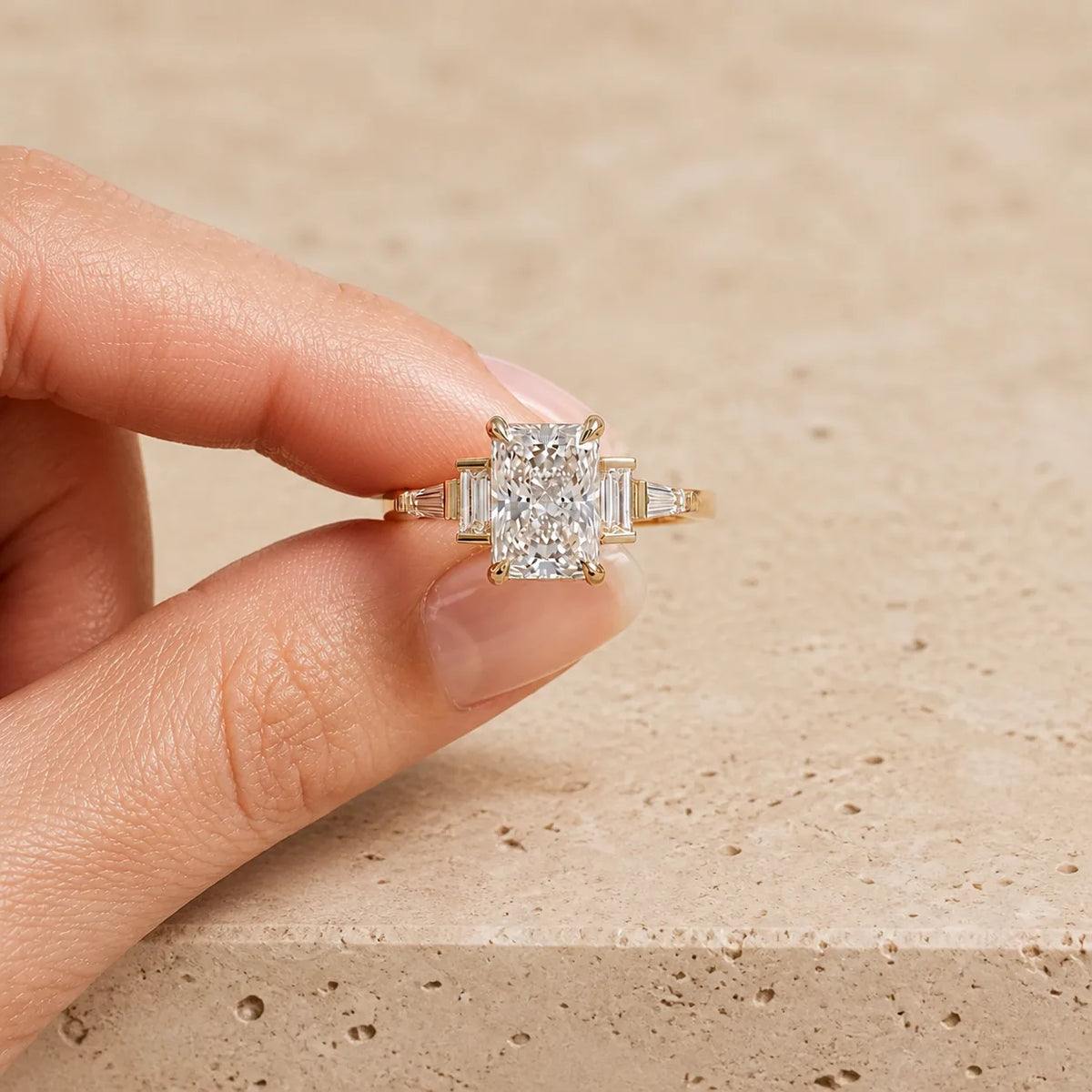 2 CT Radiant Lab-Grown Diamond Five-Stone Engagement Ring