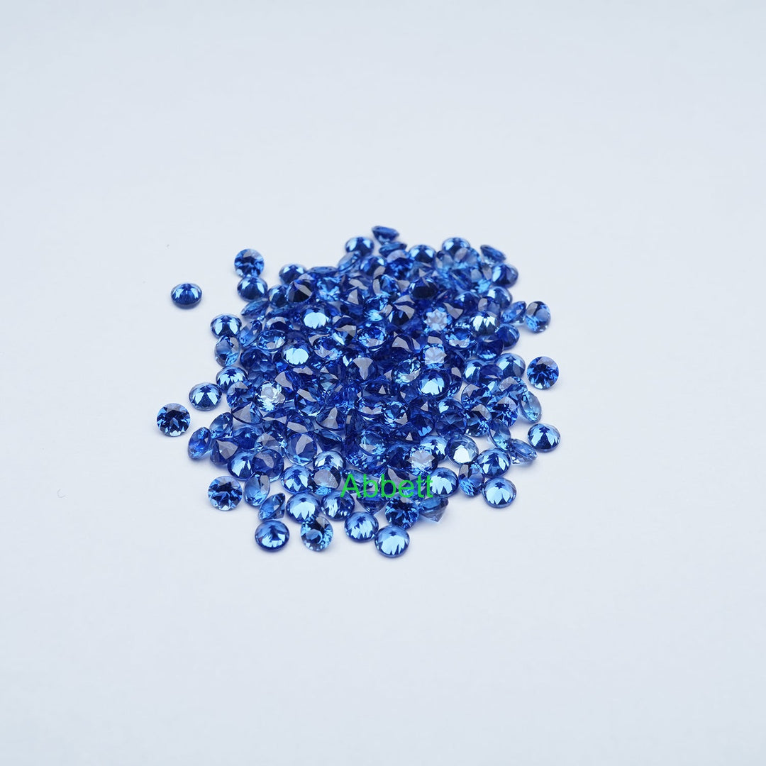 Round melee lab grown blue sapphire