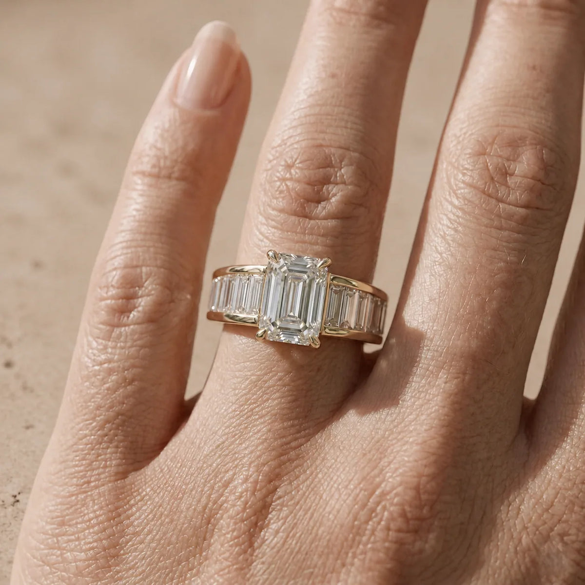 2.2 CT Emerald Cut Lab-Grown Diamond Art Deco-Inspired Engagement Ring