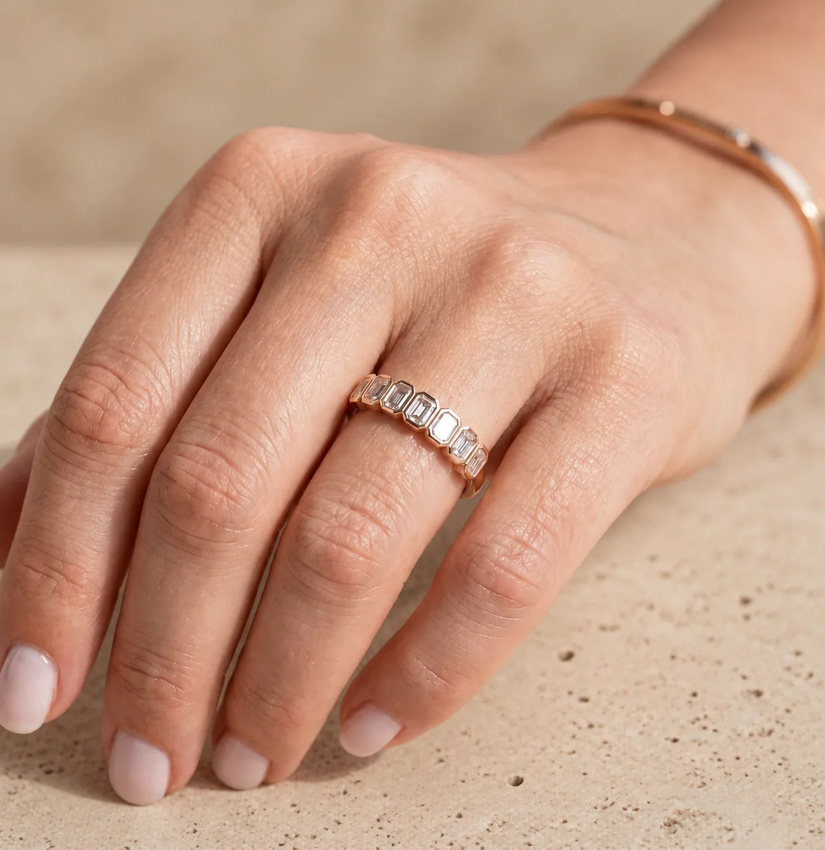 2.50 CTW Emerald Lab-Grown Diamond Bezel-Set Half-Eternity Band