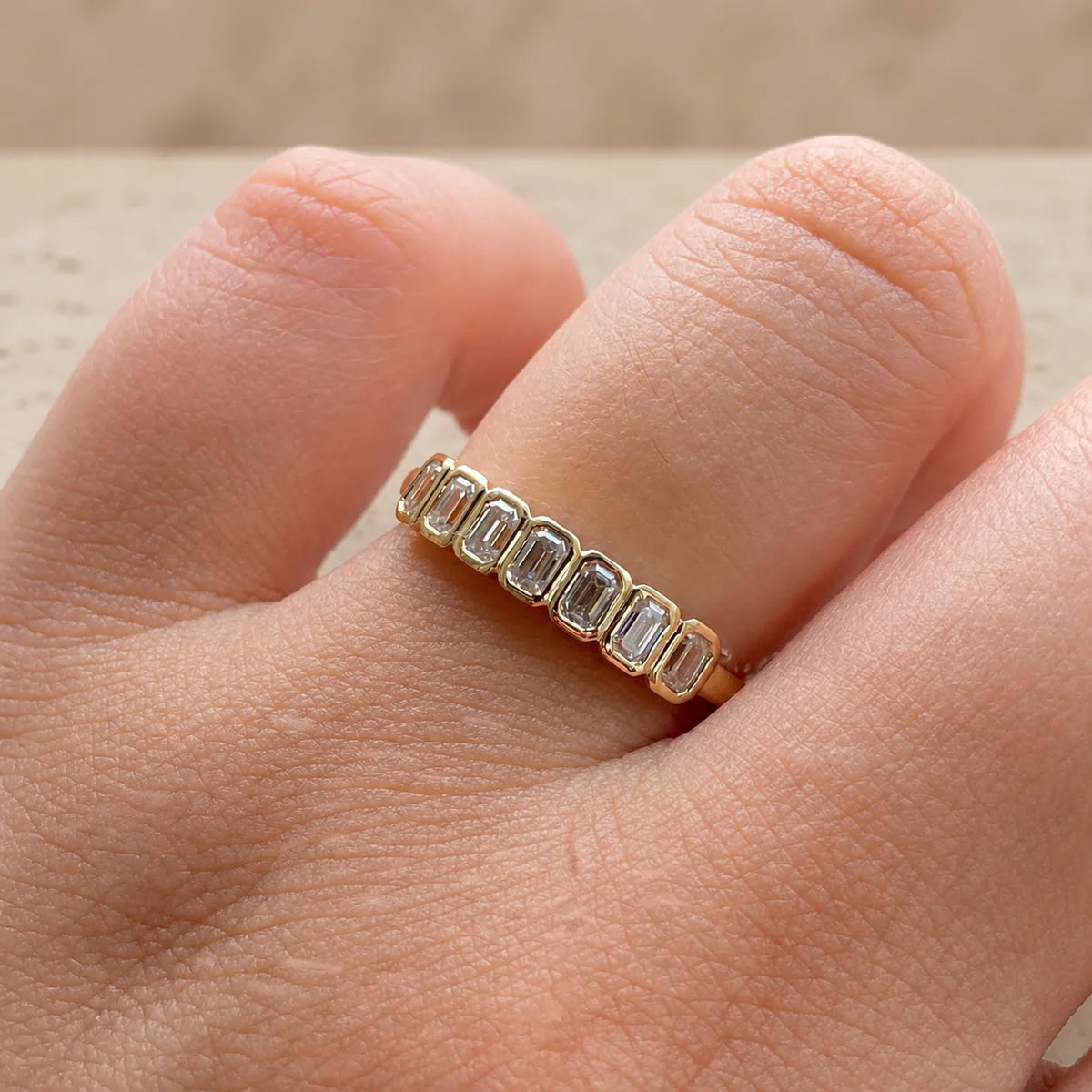 2.50 CTW Emerald Lab-Grown Diamond Bezel-Set Half-Eternity Band