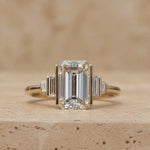 2.5 CT Emerald Cut Lab-Grown Diamond Five-Stone Bar-Set Engagement Ring