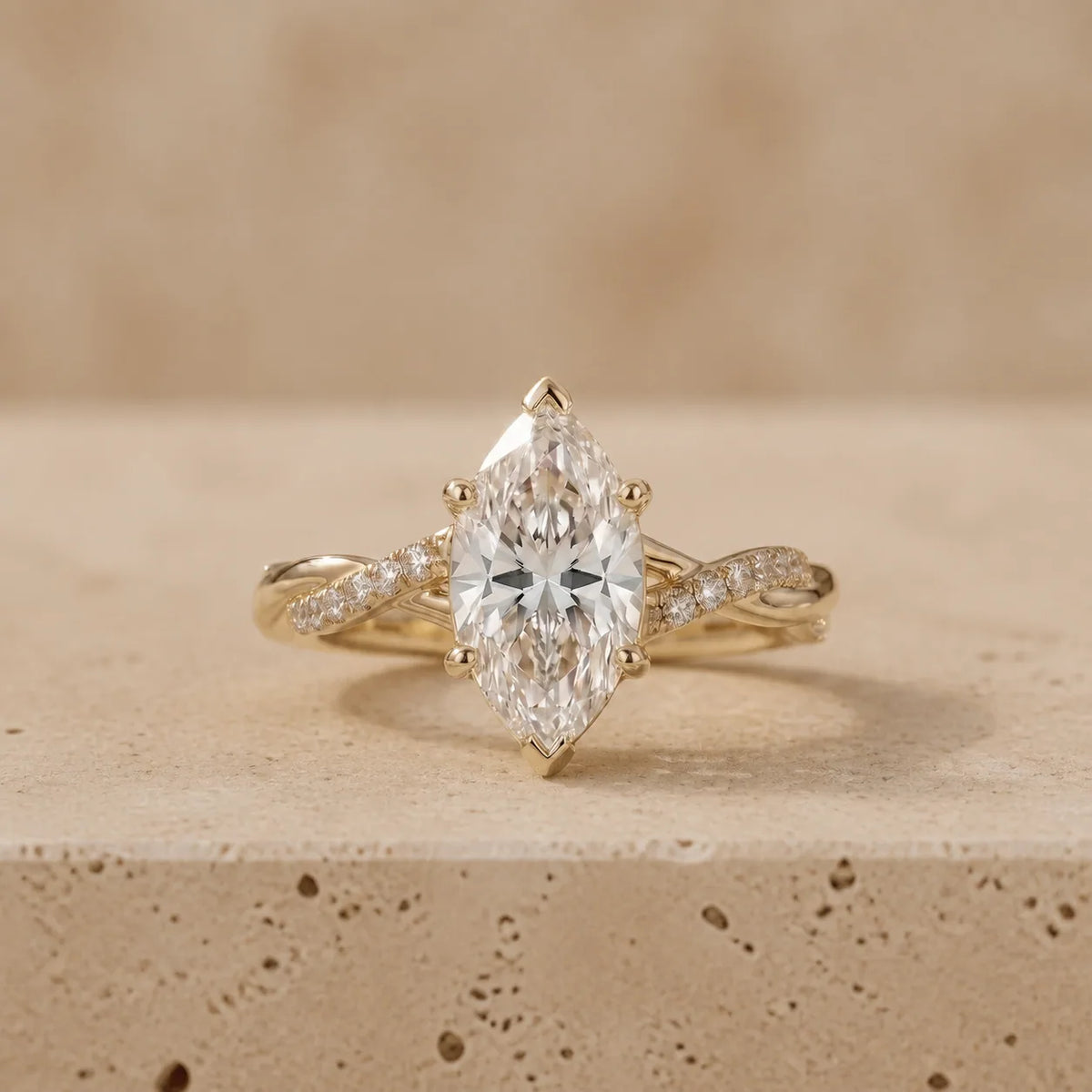 2.5 CT Marquise Cut Lab-Grown Diamond Infinity Pavé Engagement Ring
