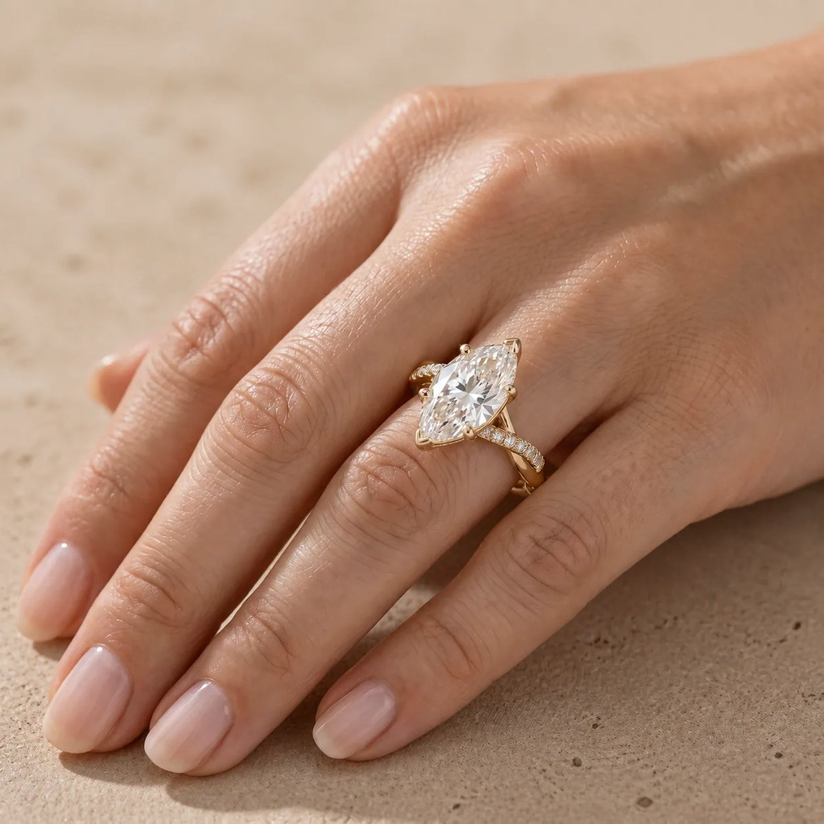 2.5 CT Marquise Cut Lab-Grown Diamond Infinity Pavé Engagement Ring