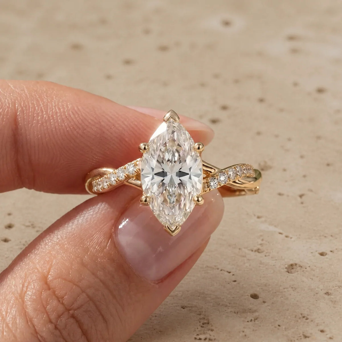 2.5 CT Marquise Cut Lab-Grown Diamond Infinity Pavé Engagement Ring