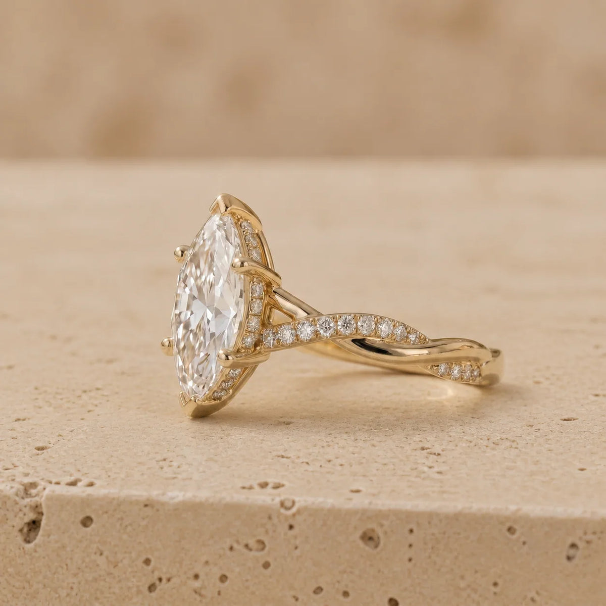 2.5 CT Marquise Cut Lab-Grown Diamond Infinity Pavé Engagement Ring
