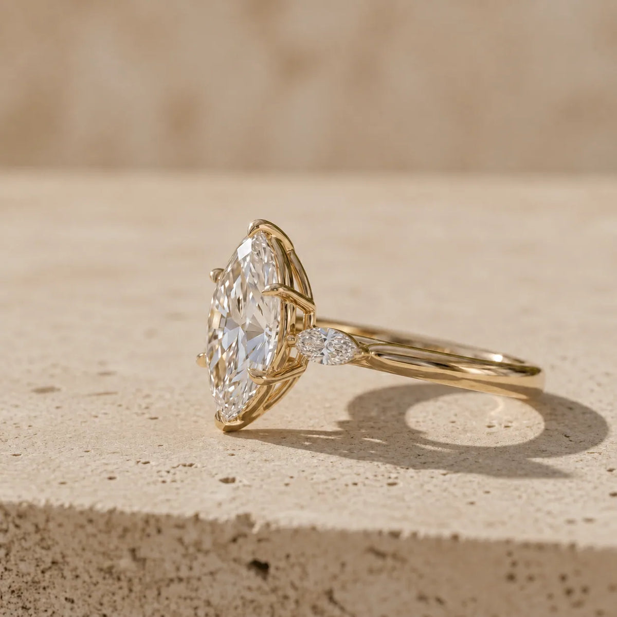 2.5 CT Marquise Cut Lab-Grown Diamond Marquise-Accent Three-Stone Engagement Ring