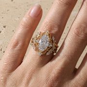 2.5 CT Marquise Cut Lab-Grown Diamond Nature-Inspired Double-Enhancer Bridal Ring Set