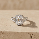 2.5 CT Old Mine Cushion Cut Lab-Grown Diamond Tulip-Set Solitaire Engagement Ring