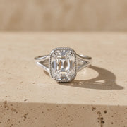 2.5 CT Old Mine Cushion Cut Lab-Grown Diamond Tulip-Set Solitaire Engagement Ring