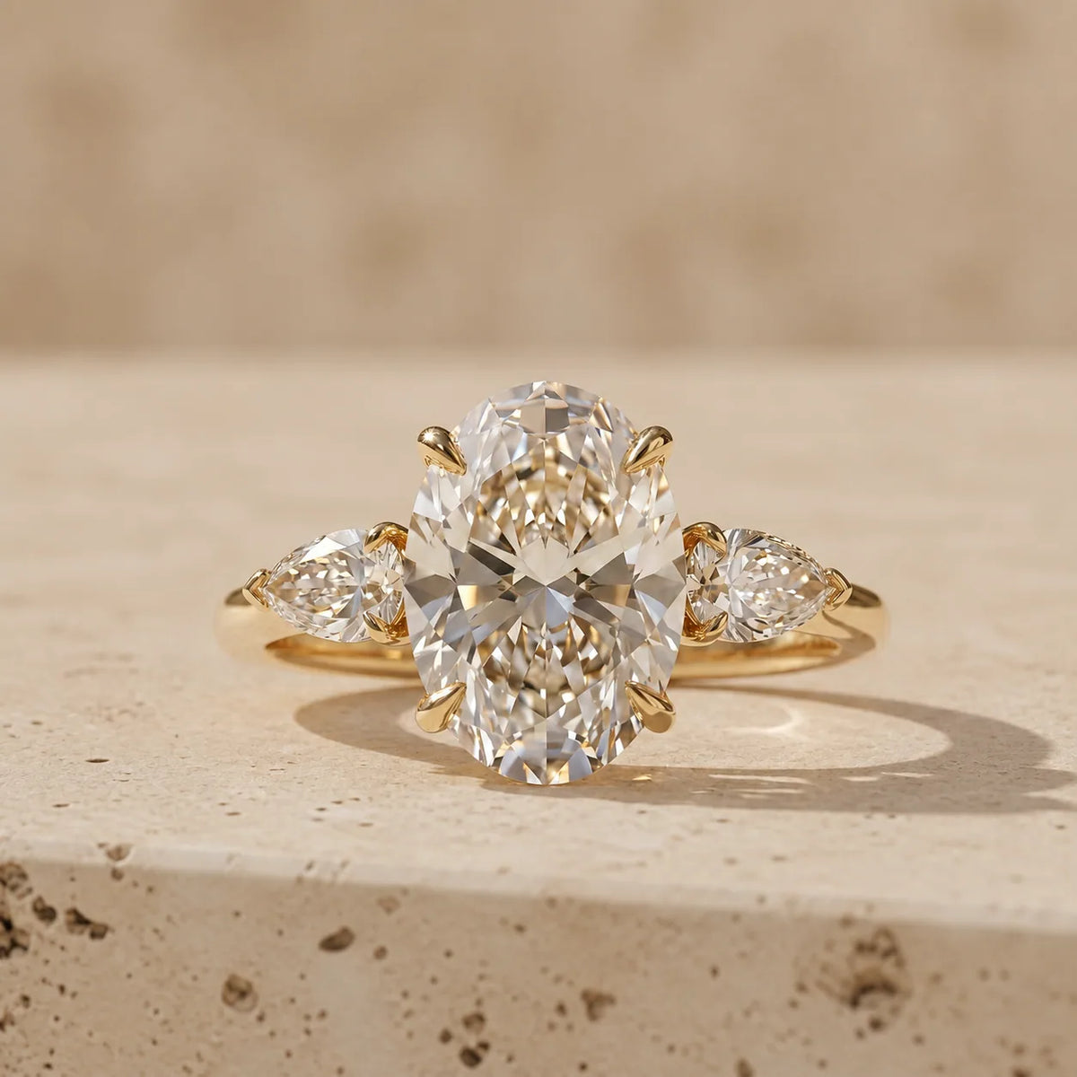 2.5 CT Oval Cut Lab-Grown Diamond Three-Stone Engagement Ring