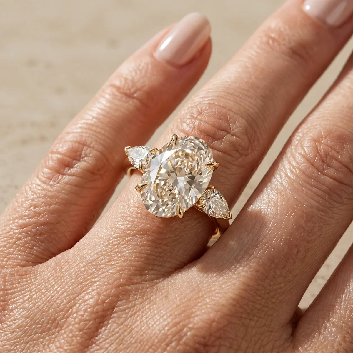 2.5 CT Oval Cut Lab-Grown Diamond Three-Stone Engagement Ring