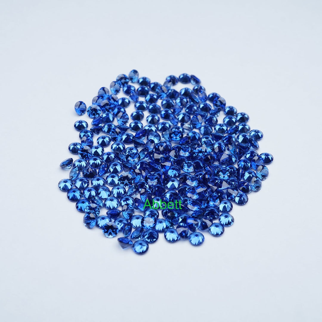 Round melee lab grown blue sapphire
