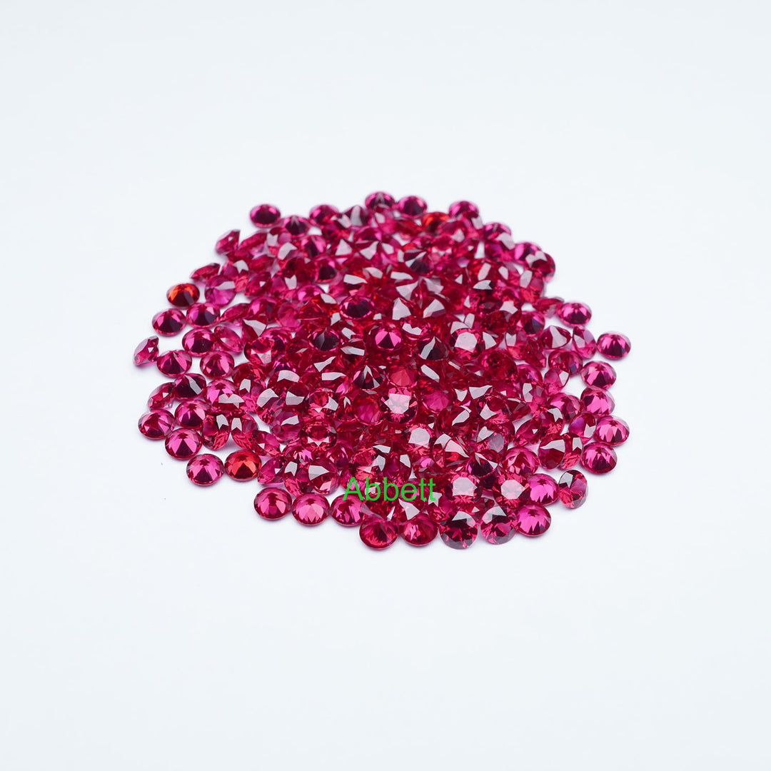 Round melee lab grown ruby