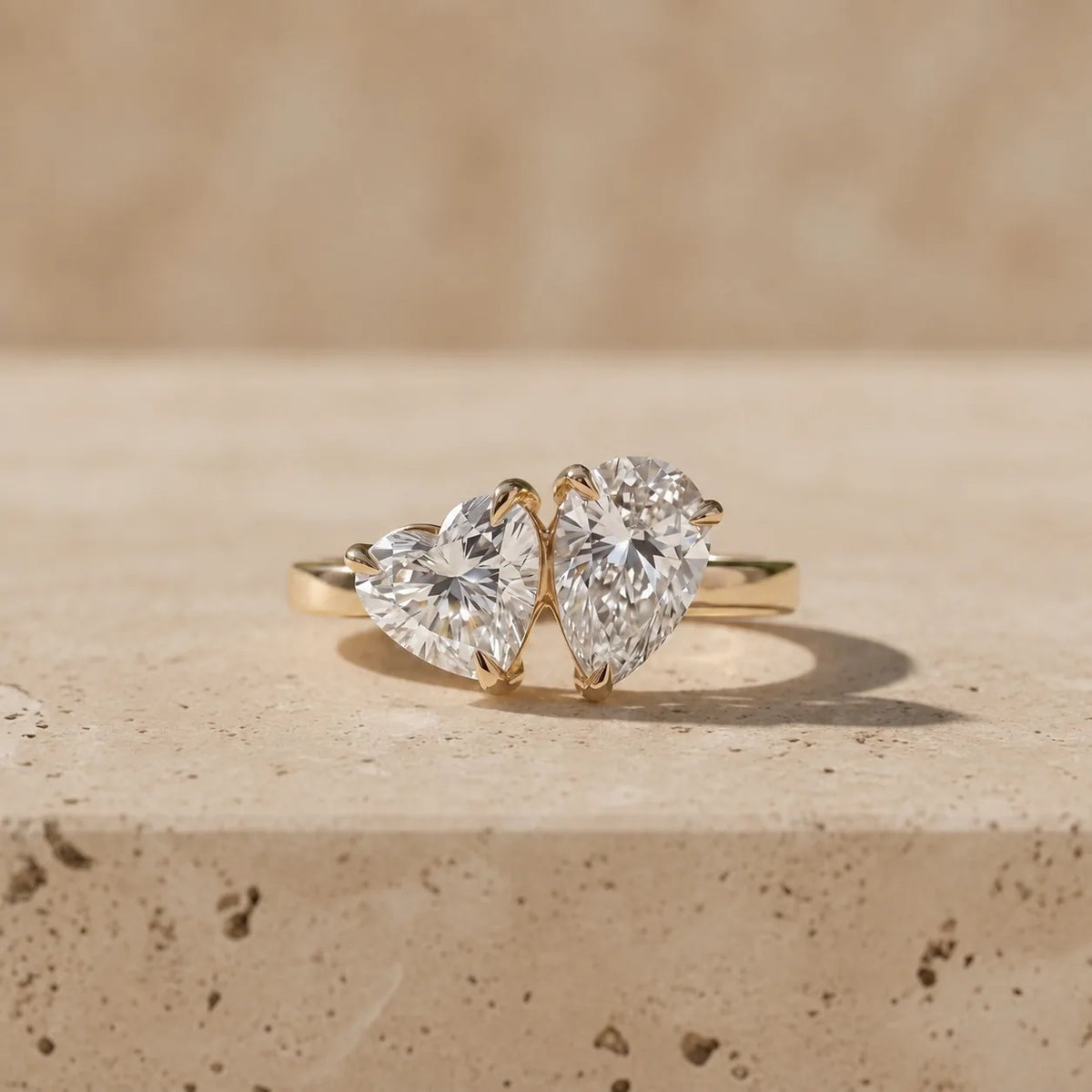 2.66 CT Heart Cut + Pear Cut Lab-Grown Diamond Toi et Moi Ring