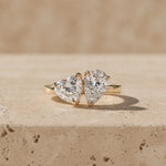 2.66 CT Heart Cut + Pear Cut Lab-Grown Diamond Toi et Moi Ring