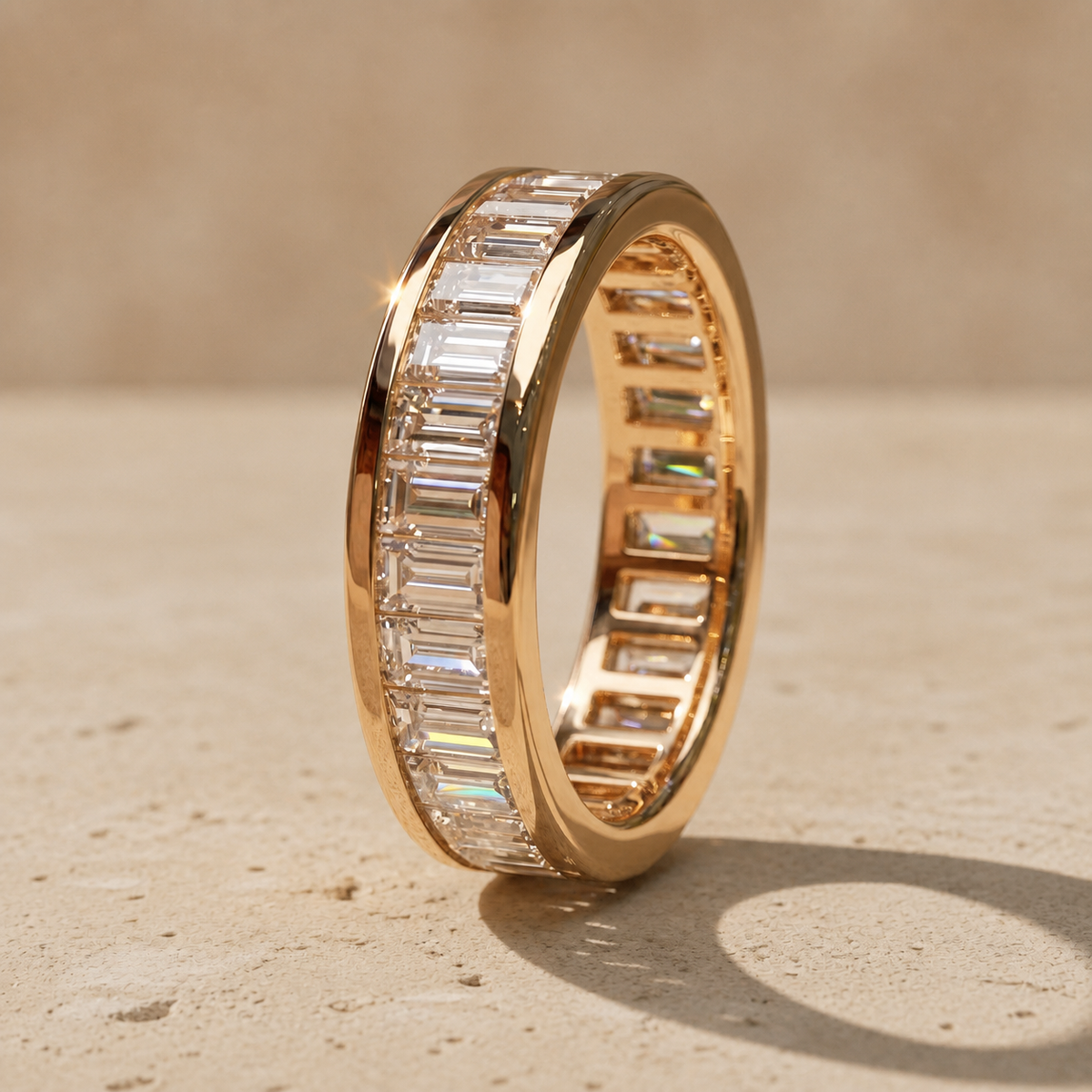 2.70 CTW Baguette Lab-Grown Diamond Channel & Bar-Set Full Eternity Band