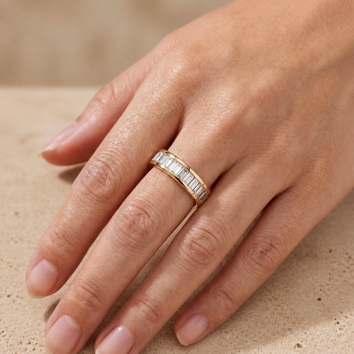 2.70 CTW Baguette Lab-Grown Diamond Channel & Bar-Set Full Eternity Band