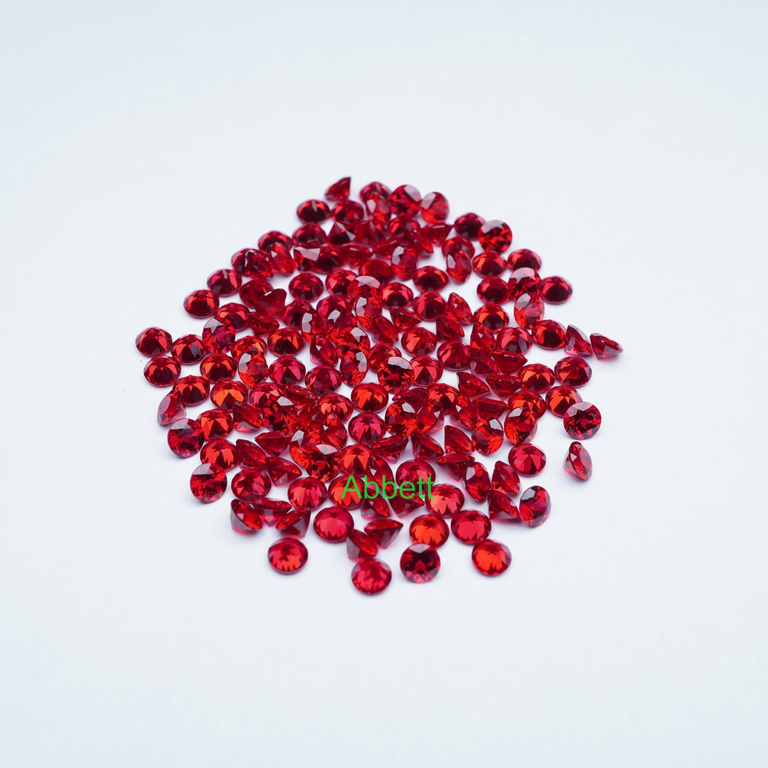 Round melee lab grown ruby