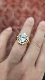 Load image into Gallery viewer, 5.05ct Oval cut lab grown diamond chevron half-circle engagement stacking rings for woman