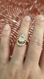 Load image into Gallery viewer, 2ct Oval cut lab grown diamond crown half-circle engagement stacking rings for woman