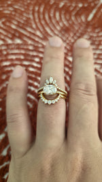 Load image into Gallery viewer, 2ct Oval cut lab grown diamond crown half-circle engagement stacking rings for woman