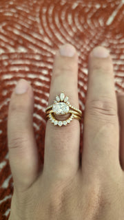 2ct Oval cut lab grown diamond crown half-circle engagement stacking rings for woman
