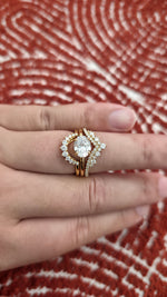 Load image into Gallery viewer, 2ct Oval cut lab grown diamond chevron half-circle engagement stacking rings for woman