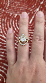 Load image into Gallery viewer, 2ct Oval cut lab grown diamond chevron half-circle engagement stacking rings for woman
