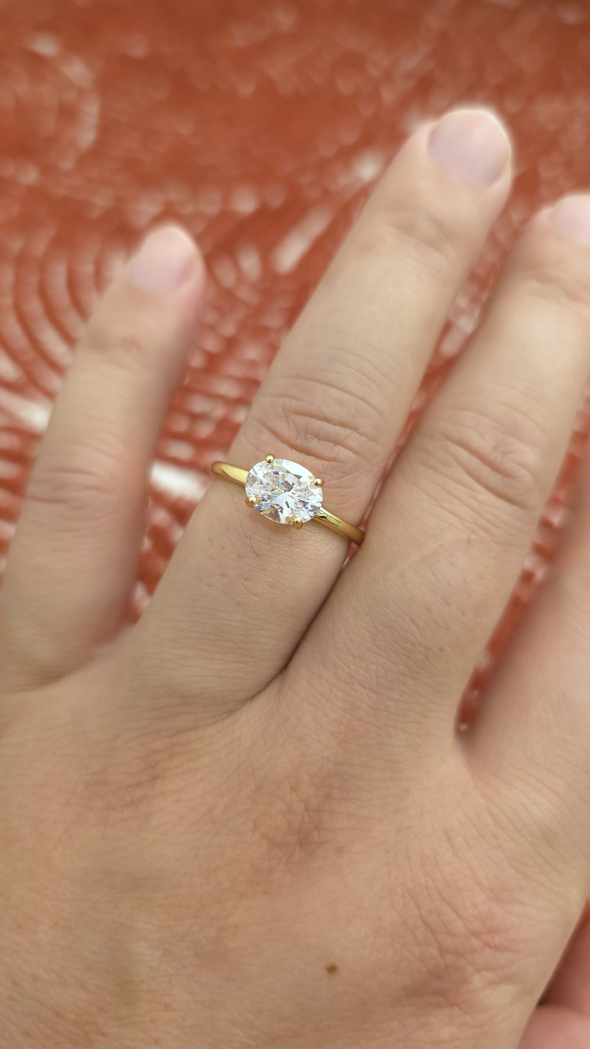 2ct Oval cut lab grown diamond crown curved engagement stacking rings for woman
