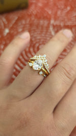 Load image into Gallery viewer, 2ct Oval cut lab grown diamond chevron open engagement stacking rings for woman