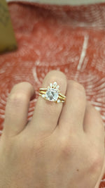 Load image into Gallery viewer, 3.5ct Asscher cut lab grown diamond crown open engagement stacking rings for woman