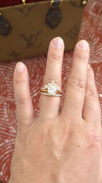 Load image into Gallery viewer, 2.75ct Round cut lab grown diamond chevron curved engagement stacking rings for woman