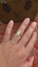 Load image into Gallery viewer, 2ct Oval cut lab grown diamond crown curved engagement stacking rings for woman