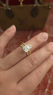 3.5ct Asscher cut lab grown diamond crown open engagement stacking rings for woman