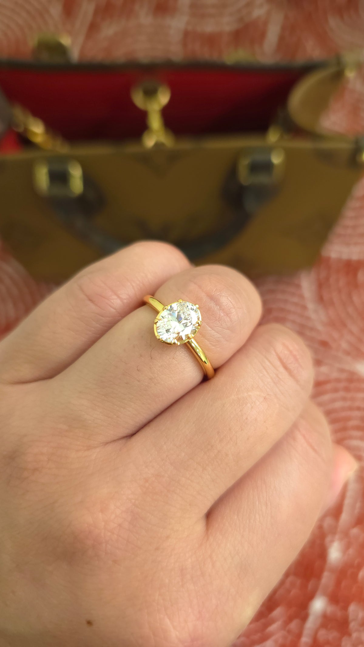2ct Oval cut lab grown diamond chevron half-circle engagement stacking rings for woman