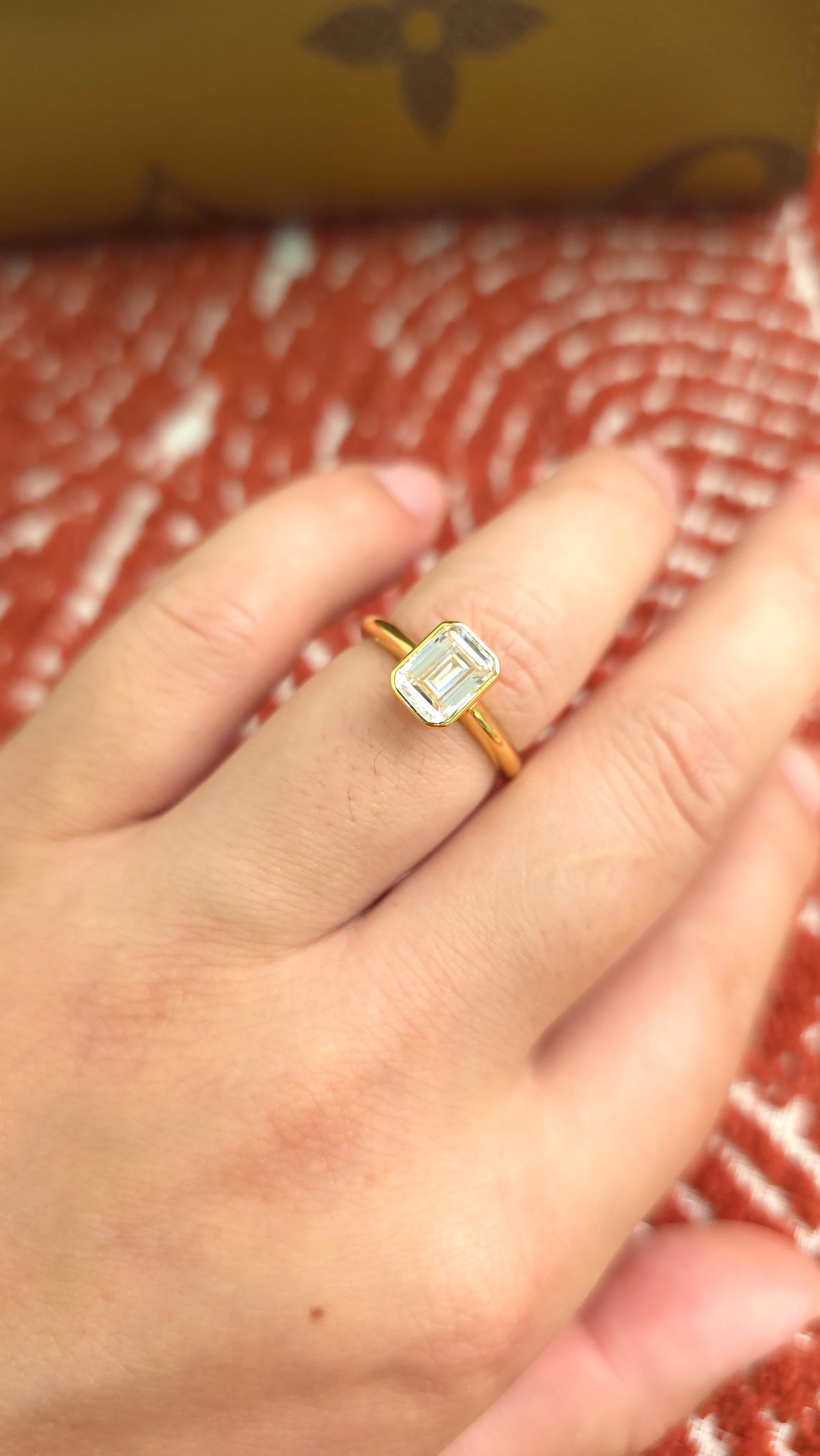 1.75ct Emerald cut lab grown diamond open curved engagement stacking rings for woman