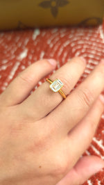 Load image into Gallery viewer, 1.75ct Emerald cut lab grown diamond open curved engagement stacking rings for woman