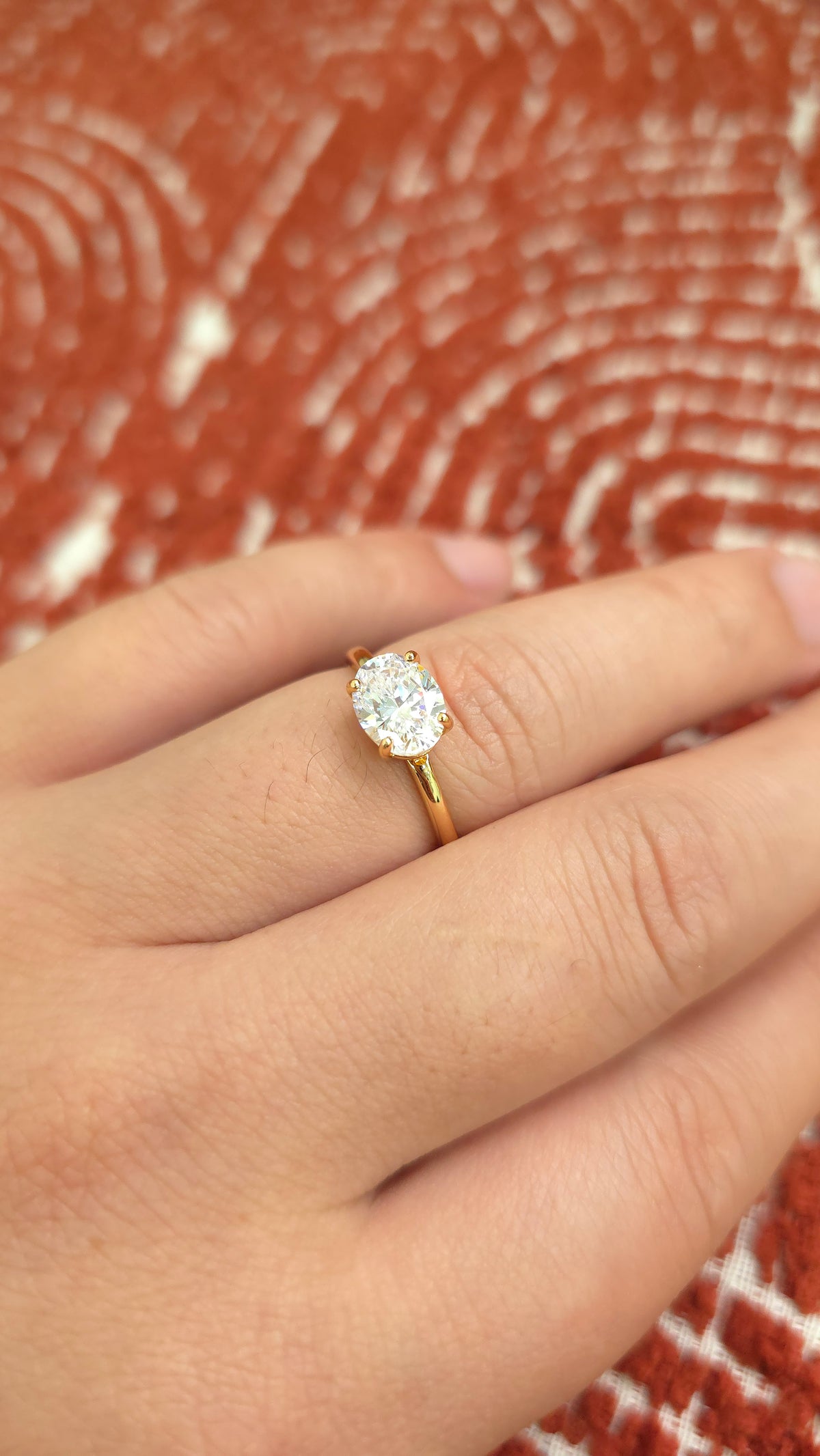 2ct Oval cut lab grown diamond crown open engagement stacking rings for woman