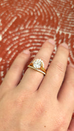 Load image into Gallery viewer, 2.75ct Round cut lab grown diamond curved half-circle engagement stacking rings for woman