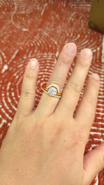 Load image into Gallery viewer, 2.75ct Round cut lab grown diamond curved half-circle engagement stacking rings for woman