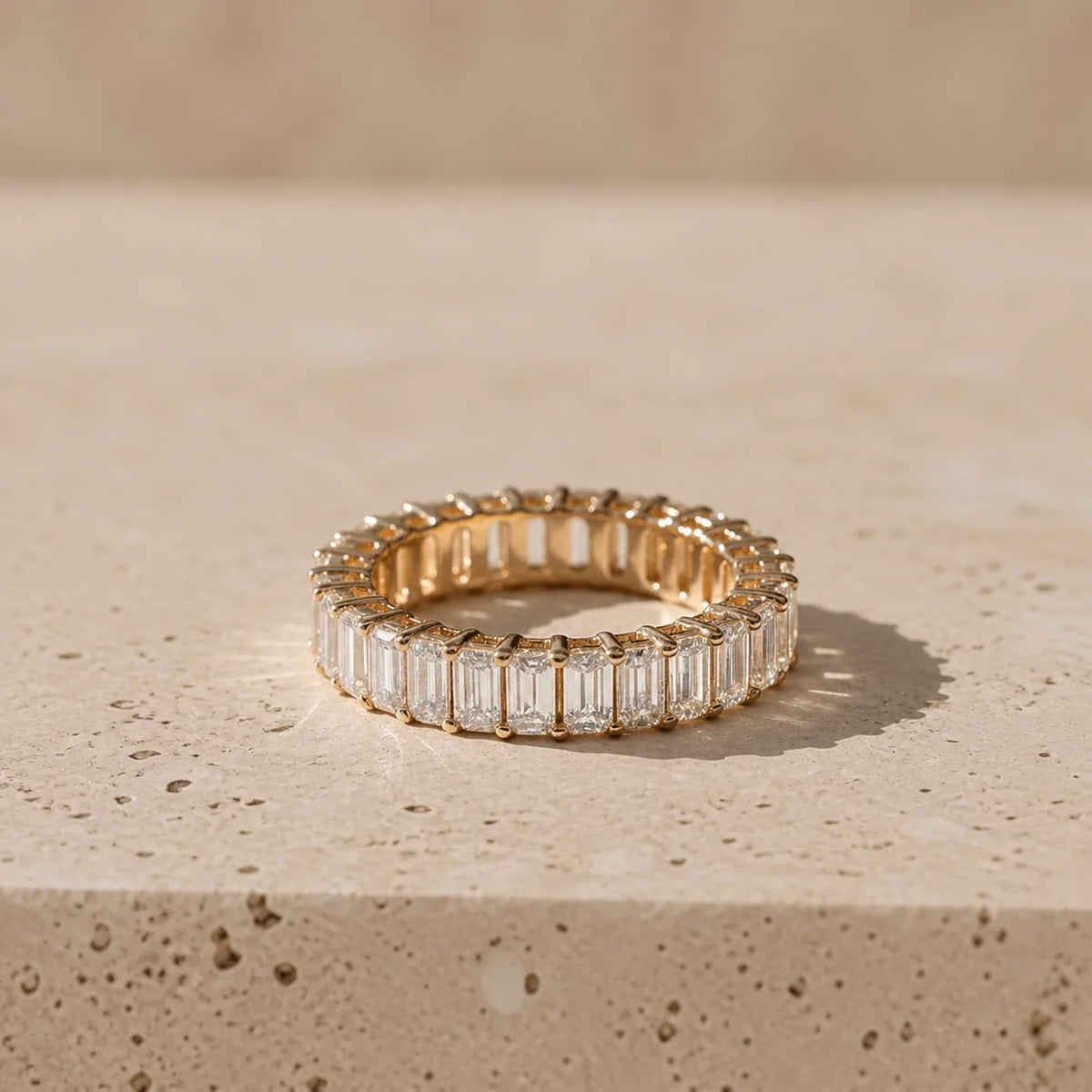 2 CTW Emerald Lab-Grown Diamond Prong-Set Full Eternity Band