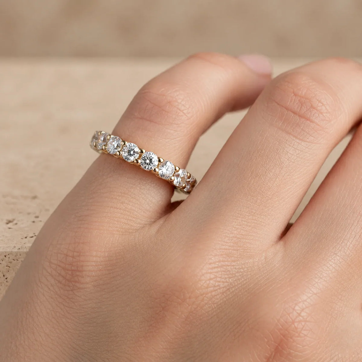 2 CTW Round Lab-Grown Diamond Shared-Prong Full Eternity Band