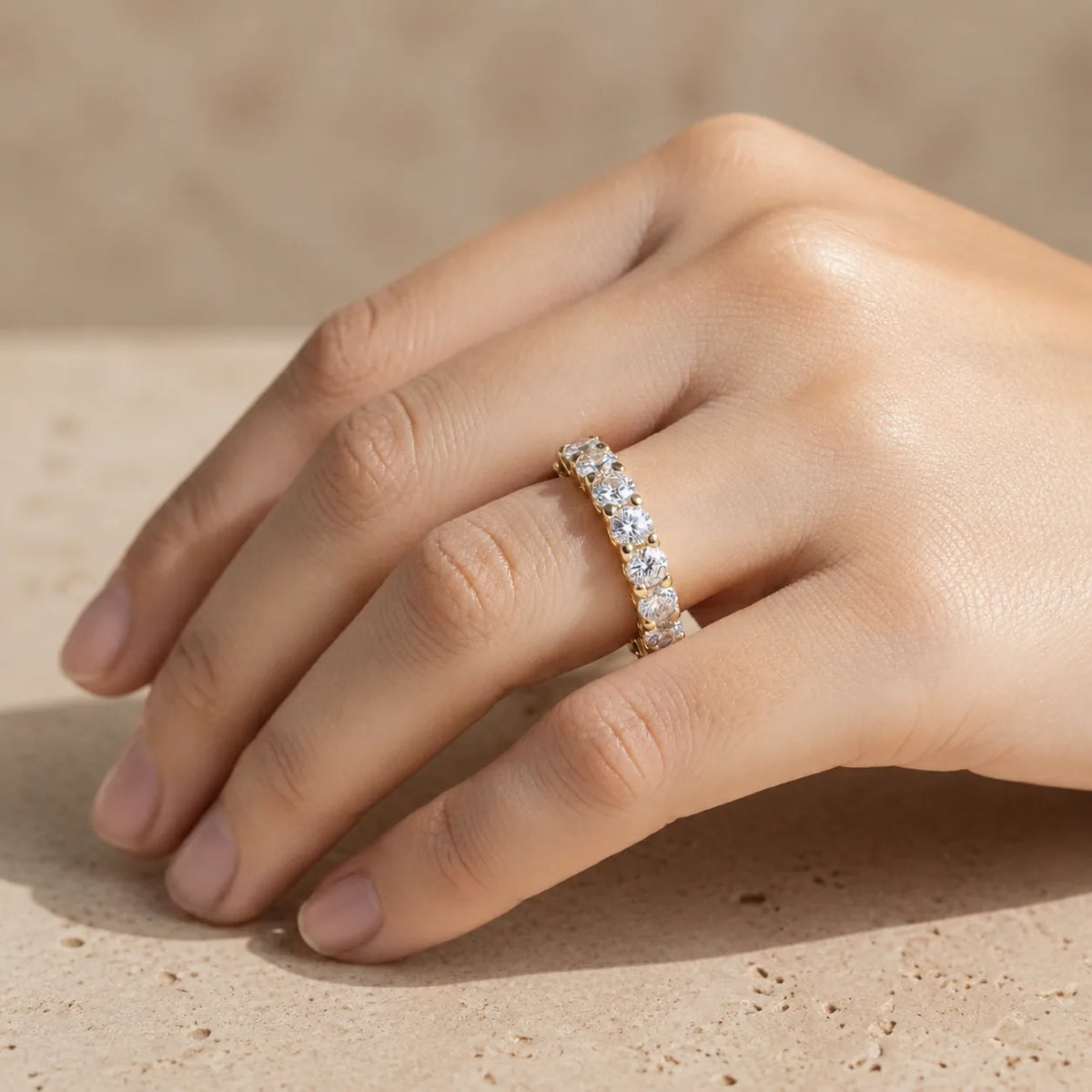 2 CTW Round Lab-Grown Diamond Shared-Prong Full Eternity Band