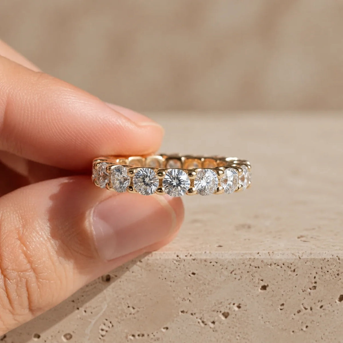 2 CTW Round Lab-Grown Diamond Shared-Prong Full Eternity Band