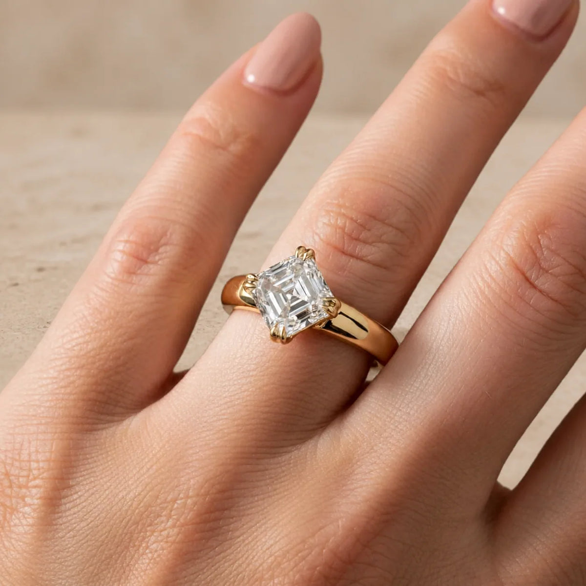 2 CT Asscher Cut Lab-Grown Diamond Solitaire Engagement Ring