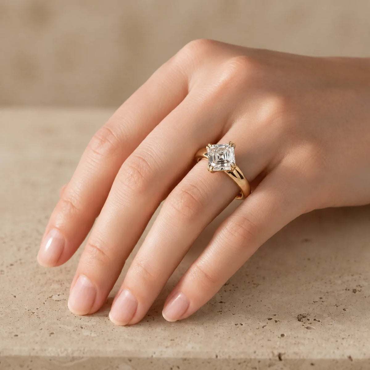 2 CT Asscher Cut Lab-Grown Diamond Solitaire Engagement Ring