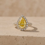 2 CT Fancy Yellow Pear Cut Lab-Grown Diamond Halo Engagement Ring